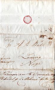 Prefrimbrev fra Danmark til Laurvig 1819