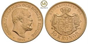 10 kronor 1901 Oscar II. Kv.0/01