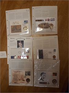 MYNTBREV 6 forskjellige fra Samlerhuset. Medfølger noen andre mynter, dels ukomplette sett og myntsett hardplast 1987