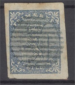 NK 1 Merke med normalt gode marger og midtsentrert riststempel