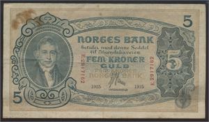 5 Kroner 1915 E Kv 1. Flekker*