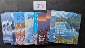 POSTENS ÅRSSETT 21 stk 1989-96, 2-3 av hvert. Kostpris 3490 kroner da de var nye