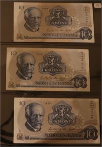 10 kroner 1979 HS, HT, HØ. VK