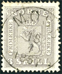 7. 7. 3 skill, fullstemplet "Moss 18.7.1867". Litt ujevne tagger oppe. Attest FCM.