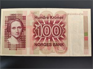 100 kroner 1977 HG erstatning ex.Skanfil