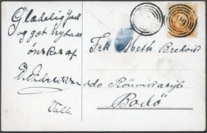 3 øre posthorn på postkort, annullert med 4-rings "119" (Ton, Nordre Aurdal, OP). Kortet har motiv "Høifjeldssanatoriet, Gausdal".