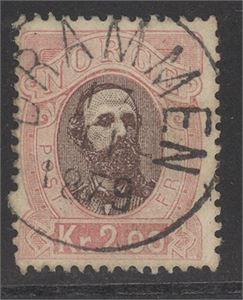 NK 34 fullst. I-Drammen 17-11-1879 på 2 kr Oscar