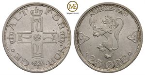 25 øre 1909 Haakon VII. Kv.0