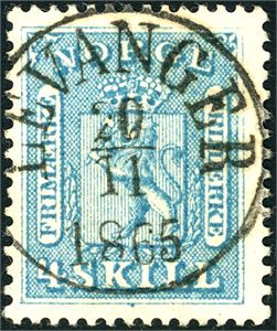 8. 4 skill, rettvendt fullstemplet "Levanger 20.11.1865".
