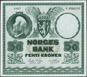 50 kr 1957, serie C.4566133. 1