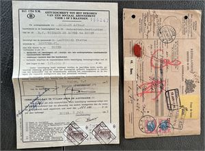 NEDERLAND-ADRESSEKORT PAKKE stemplet "BAARN 18. VI.14" til Brussels. Medfølger belgisk abonnementseddel 1965
