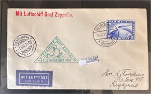 REICH-ZEPPELIN Brev ISLANDFAHRT 1931 med 2Mark. Ankomst "REYKJAVIK 1.VII.31"