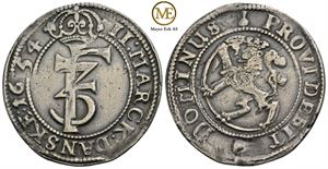 2 mark 1654 Frederik III. Kv.1/1+