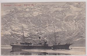 Skip D/S Vøringen i Isen ved NAG, stemplet Nag 11-VIII-08, (R1045)