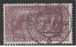 NK 298, lux DRAMMEN 27-3-42 på Snorre 50 øre.