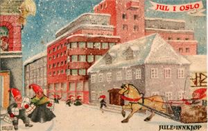 SPANGE. Jul i Oslo, Jule-innkjøp. Stpl 1939 (Damm). Kv. 1-2