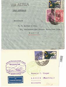 MOTIV: ZEPPELIN 2 brev, begge med brasliansk frankering. Se bilder av begge sider