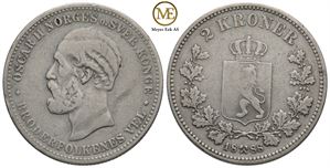 2 kroner 1888 Oscar II. Kv.1