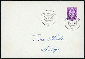 Samling Norske FDC fra ca 1938 til 1957, inkludert 25 øre Løveprovisorie og to med Haakon øremerker. (22.200,-).