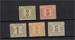 EGYPTEN 1888  Mi 10-14 P* , lösenserien kpl.* (Mi € 870)