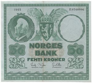 50 kroner 1965 F.0540996. Kv.1+
