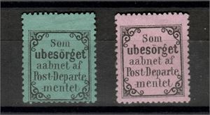 NORGE 1872  RM1 och 2. två Returmärken  (F 2 750:-)