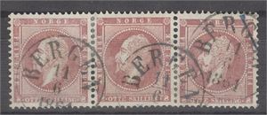 NK 5, 3 stripe,   Sitter sammen med hengsler bak..   Stemplet Bergen 11-6-1864 med tre pene avtrykk.