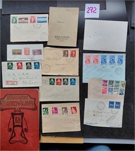 Skoeske med masse merker, det meste fra juniorsamling 1950-tallet. Noe litteratur og eldgammelt verdensalbum med hele verden i usedvanlig dårlig kvalitet. Vekt 1,8 kilo