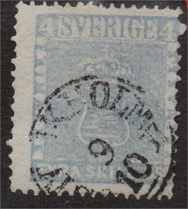 F2 k2 ljust gråblå stpl. Stockholm 9.10 (18)57,  intyg HOW " mycket vackert och fräscht exemplar av en sällsynt