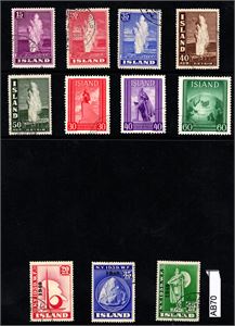 ISLAND o ex Mi 193-221, 11 forskjellige inkl 3 overtrykk (€ 136)