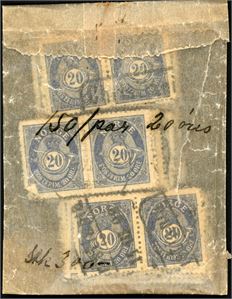 Posthornmerker fra ca 1898 til 1920 i lite posekartotek.