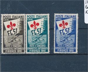 ITALIA x Mi 834-36, 1951 gymnastikkfestival (€ 90 for xx)