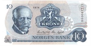 10 kroner 1978 HO. Erstatningsseddel. Kv.0