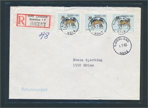 Pent rekbrev stemplet "LJOSLAND 1-7-83"