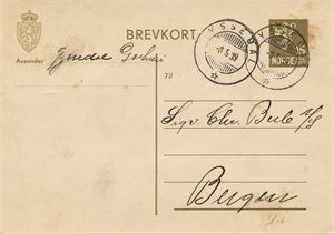 Hjelpestempel TYSSEDAL HJ-SA -8 5 39 (Hordaland) på brevkort. Brukstid ca. 3 uker!