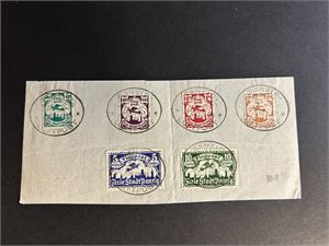 DANZIG Brevark med Mi 66-71 med ovalt luftpoststempel
