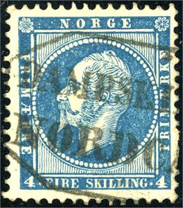 4. 4 skilling Oscar, anert med det private 8-kantete stempelet "Dampskibet Nordcap".