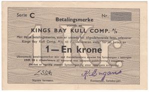 1 krone 1949/50 serie C. Kings Bay K.C. Kv.1/1+