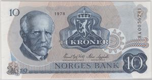 10 kroner 1978 HA. Erstatningsseddel. Kv.0