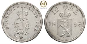 10 øre 1898 Oscar II. Kv. God 01