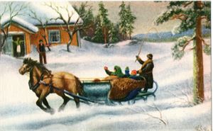 Julekort. Signert Elg.(Einar Lillo Gran)