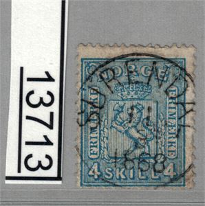 Nk 14 o. Rettvendt fullstemplet "SURENDAL 11-3-1868"