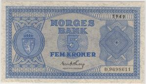 5 kroner 1949 D.9698611. 66 EPQ. Kv.0