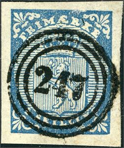 1. 4 skilling Våpen 1855, annullert med nummerstempel "247" (Røraas, ST, pkt). To gode- og to normale marger marger. Pos. A 23.