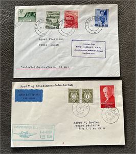 FØRSTEFLYVNINGER 2 brev Oslo-Amsterdam 1939 og Bodø-Tokyo 1954