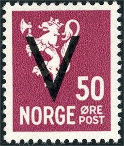 272. 50 øre V med vannmerke. Attest FCM. (3.800,-).