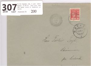 IV-254 Bødalen (Bu, 5 pkt)  sidest. Røyken 25-VII-29.   Pent brev med 20ø Aabel, sendt til Strømmen pr. Svelvik.