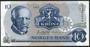 10 kroner 1972, serie QI 0068606. 01