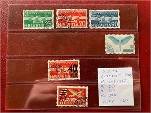 Sveits - 6 bedre merker - Mi 256-58, 285, 310 og 320 alle stemplet