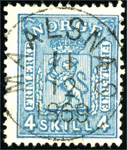 14. 4 skill 4, rettvendt stemplet "Maalsnæs 15.12.1869" (TR, 7 pkt).
